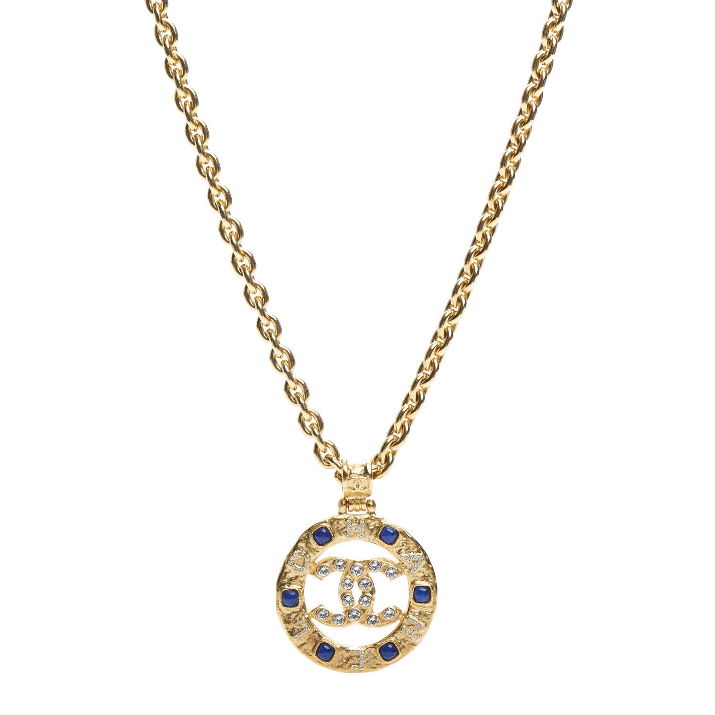 Resin Crystal CC Pendant Necklace Gold
