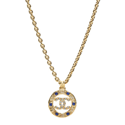 Chanel Resin Crystal CC Pendant Necklace Gold 1 of 4