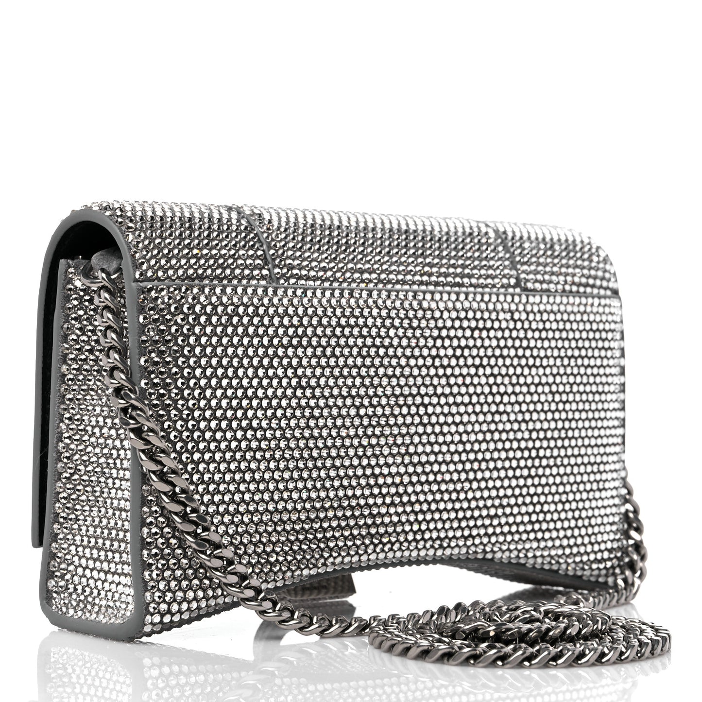 Strass Suede Hourglass Chain Bag Smoke Grey Crystal