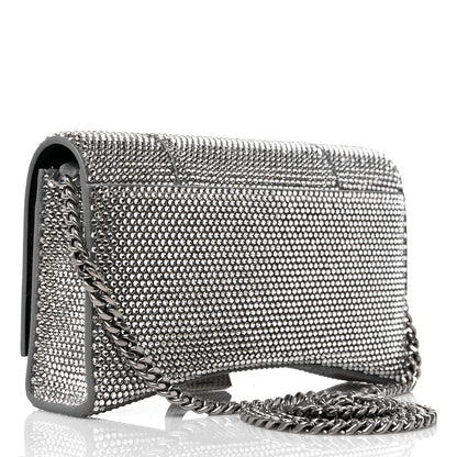 Balenciaga Strass Suede Hourglass Chain Bag Smoke Grey Crystal 3 of 9