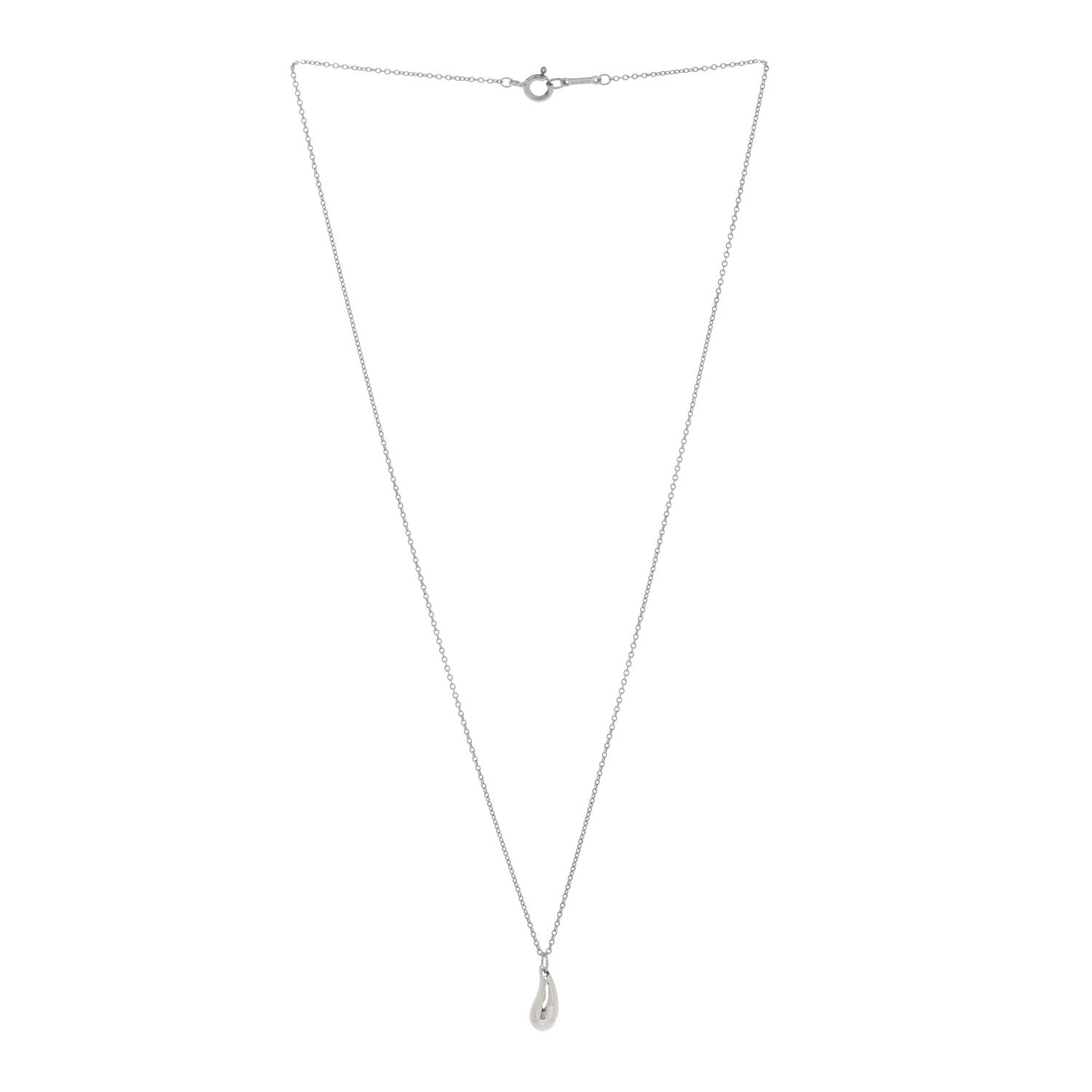Tiffany Sterling Silver 12mm Elsa Peretti Teardrop Pendant Necklace 3 of 5