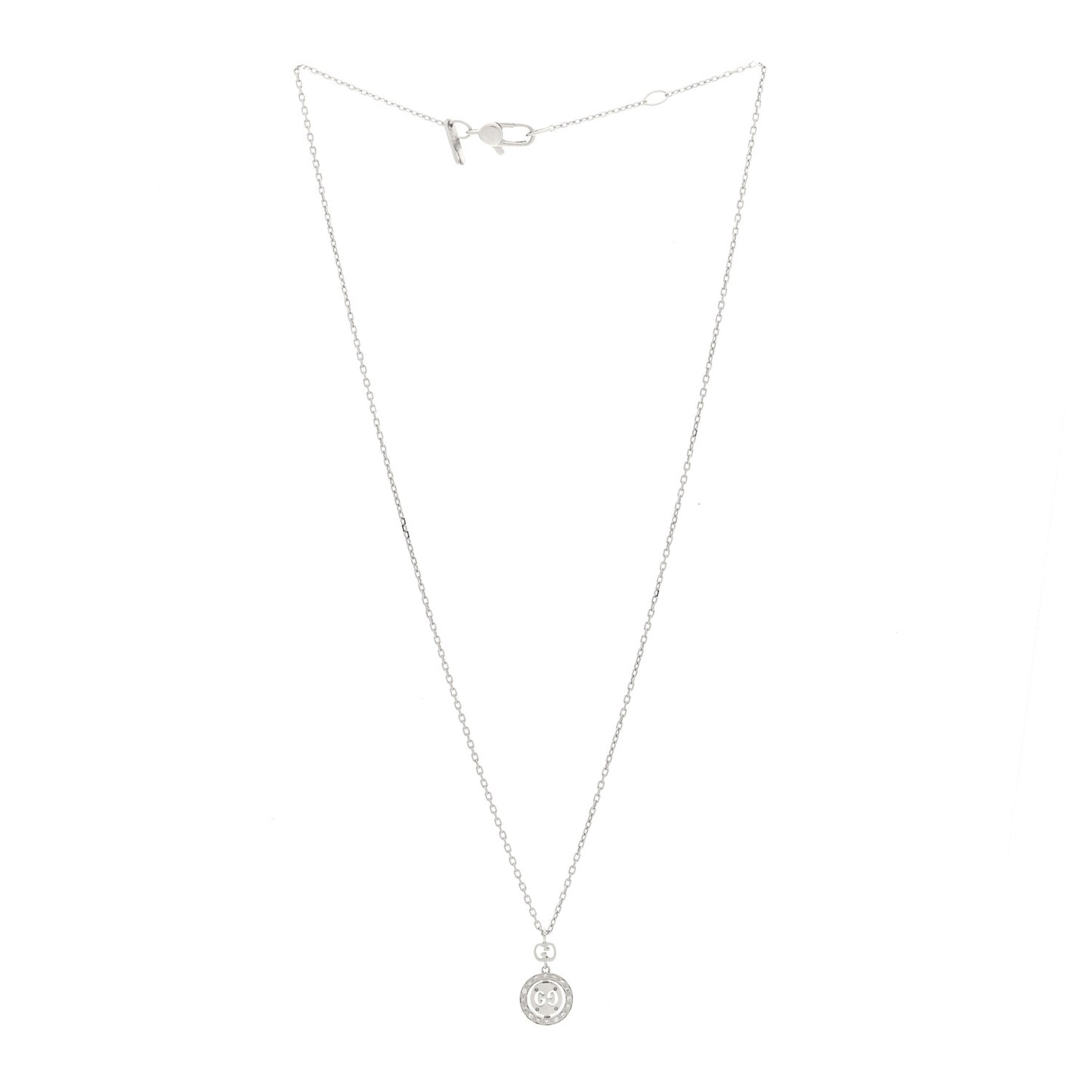 18K White Gold Diamond 10mm Icon Twirl Pendant Necklace