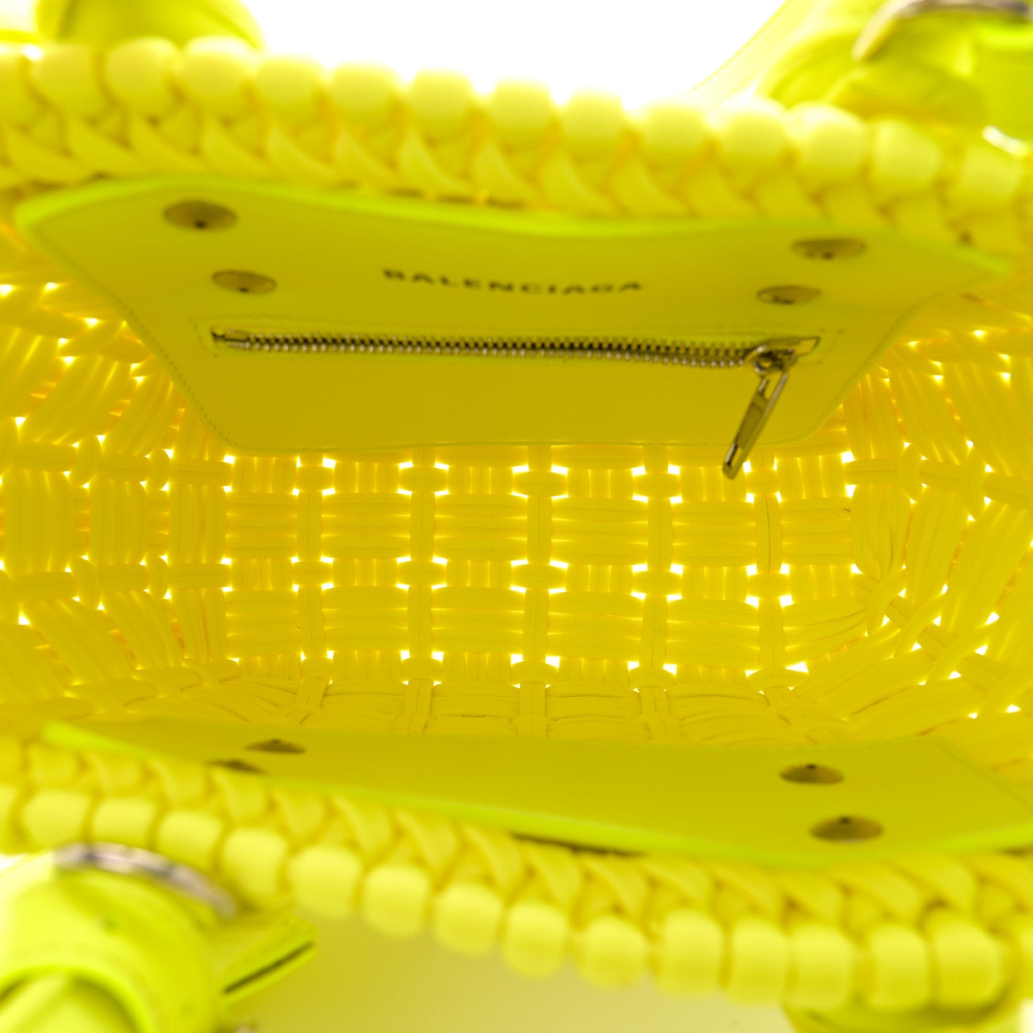 Balenciaga Faux Calfskin XXS Bistro Basket Fluo Yellow 5 of 14