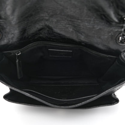 Saint Laurent Crinkled Calfskin Matelasse Monogram Medium Niki Chain Satchel Black 5 of 9