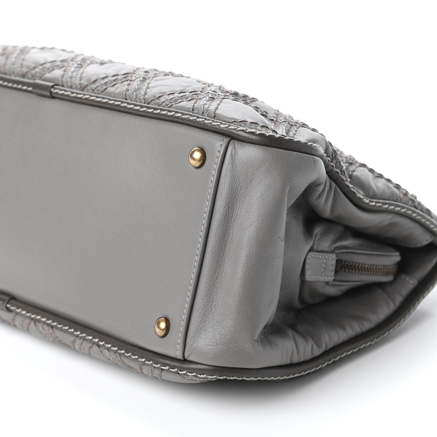 Chanel Calfskin Quilted Stitch Triptych Tote Grey 7 of 10