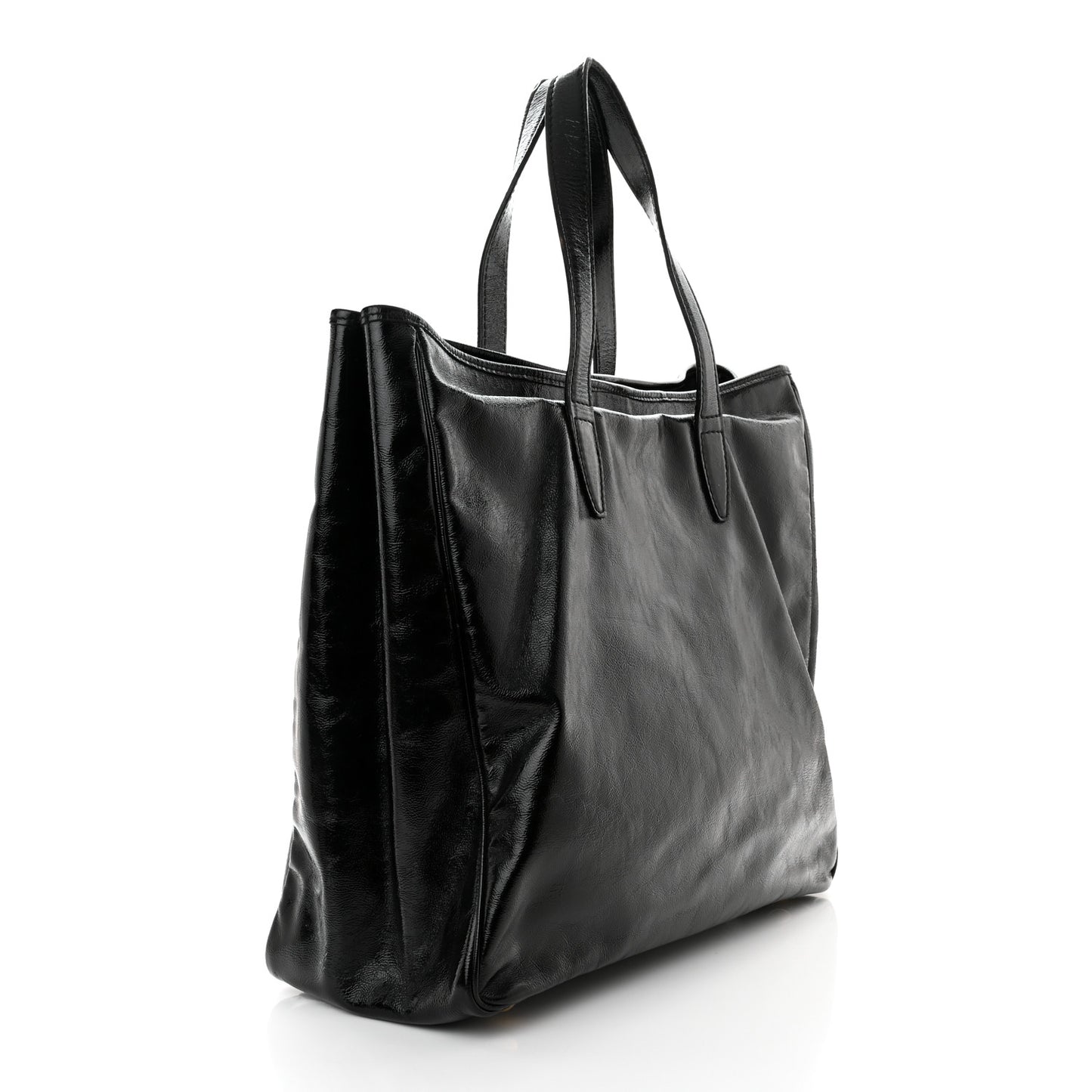 Textured Patent Small Y-Mail Tote Black