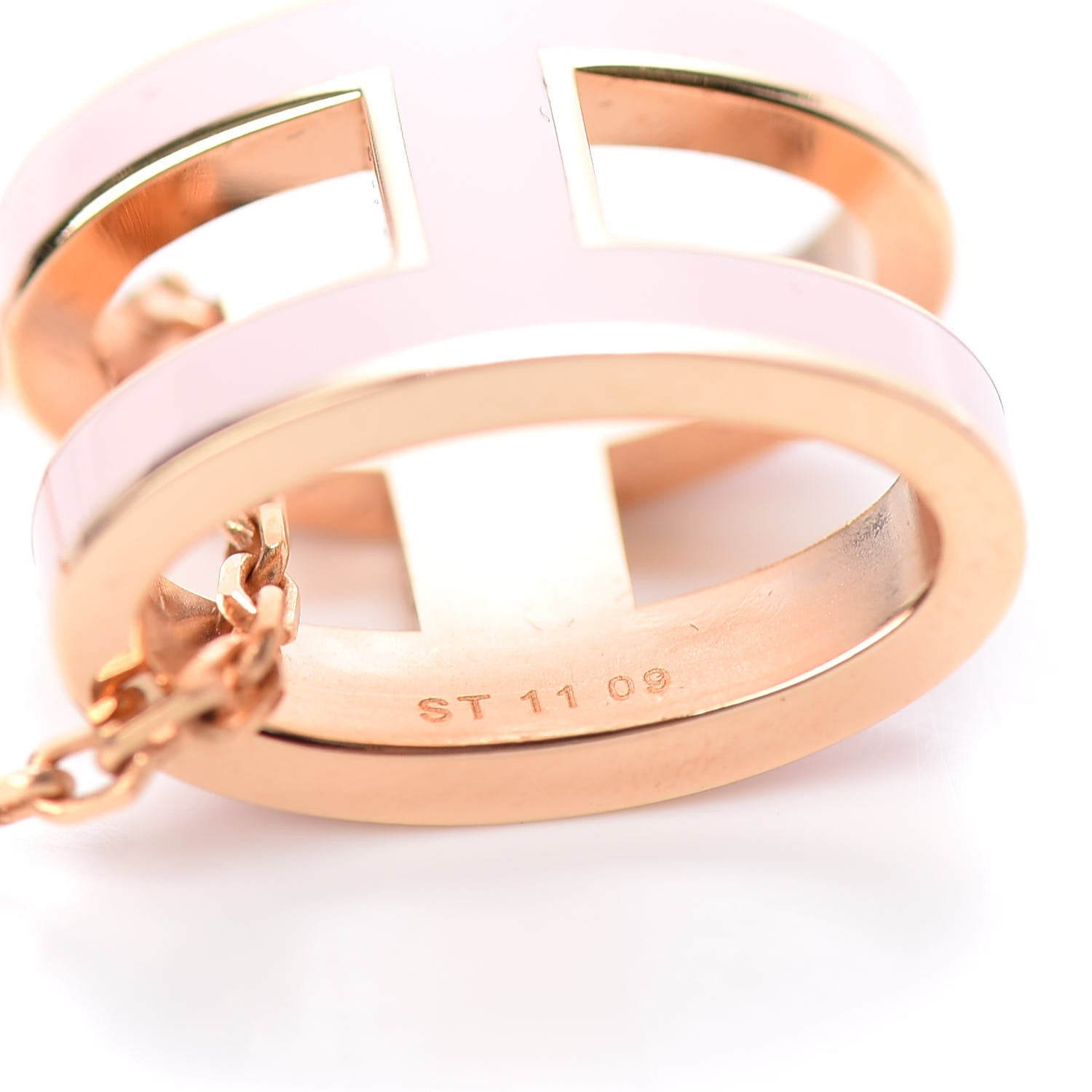 Hermes Lacquered Rose Gold Pop H Pendant Necklace Rose Dragee 6 of 6