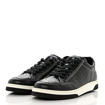 Chanel Calfskin Womens Logo Sneakers 40 Black White 3 of 10