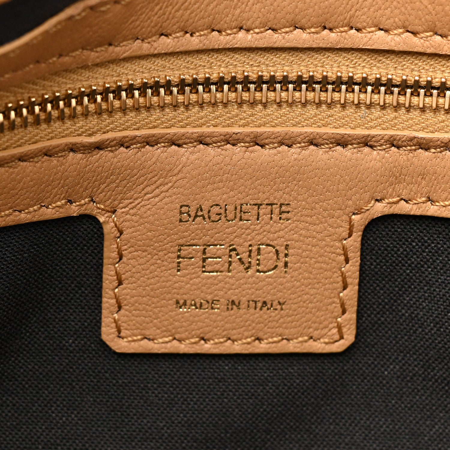 Fendi Nappa FF 1974 Embossed Baguette Miele Scuro 6 of 11