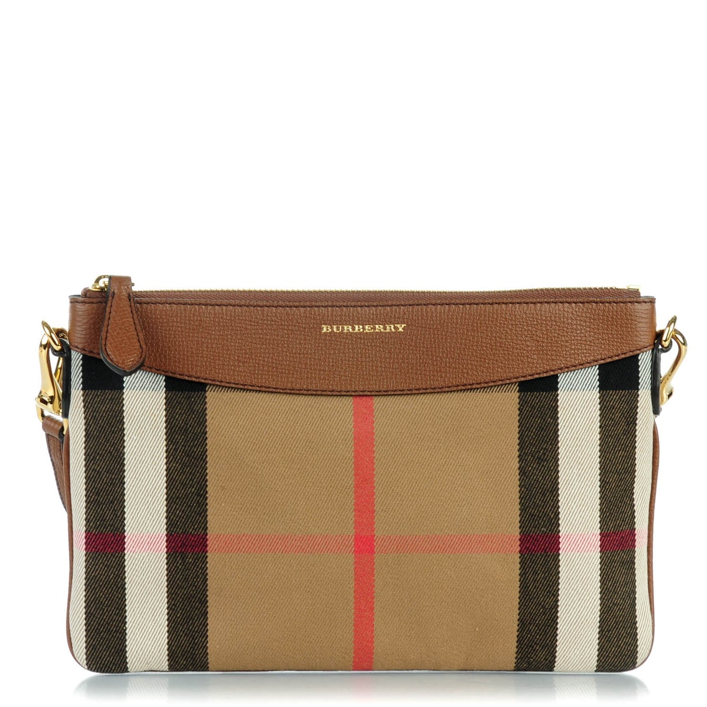 House Check Derby Peyton Crossbody Clutch Bag Tan