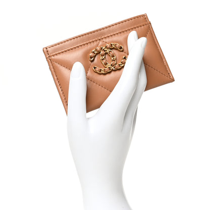 Chanel Lambskin Quilted Chanel 19 Card Holder Brown 2 of 9