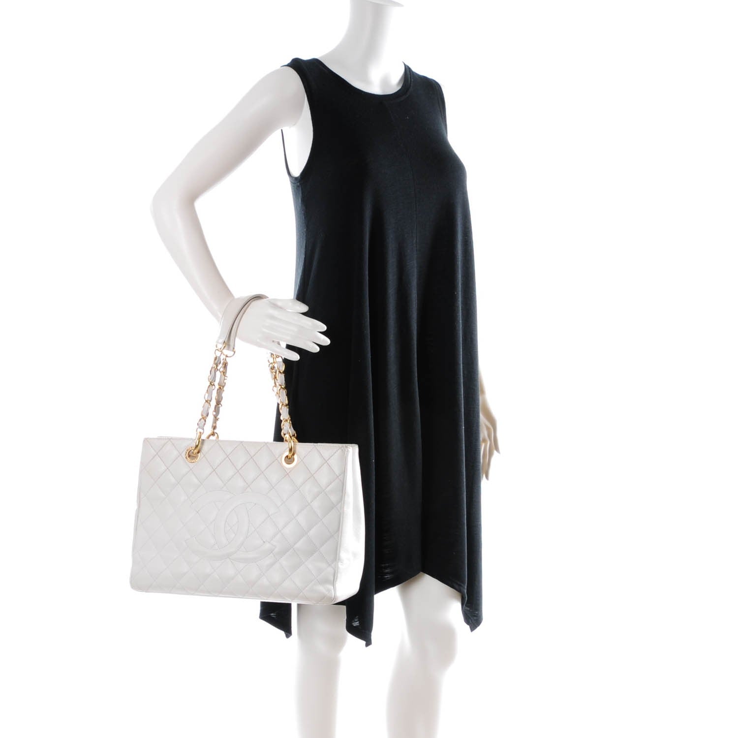 Chanel Caviar Quilted Grand Shopping Tote GST White 2 of 7