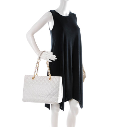 Chanel Caviar Quilted Grand Shopping Tote GST White 2 of 7