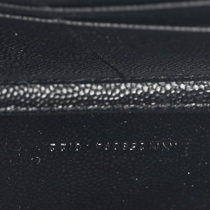 Saint Laurent Grain De Poudre Matelasse Chevron Monogram Monochrome Zip Around Wallet Black 7 of 9