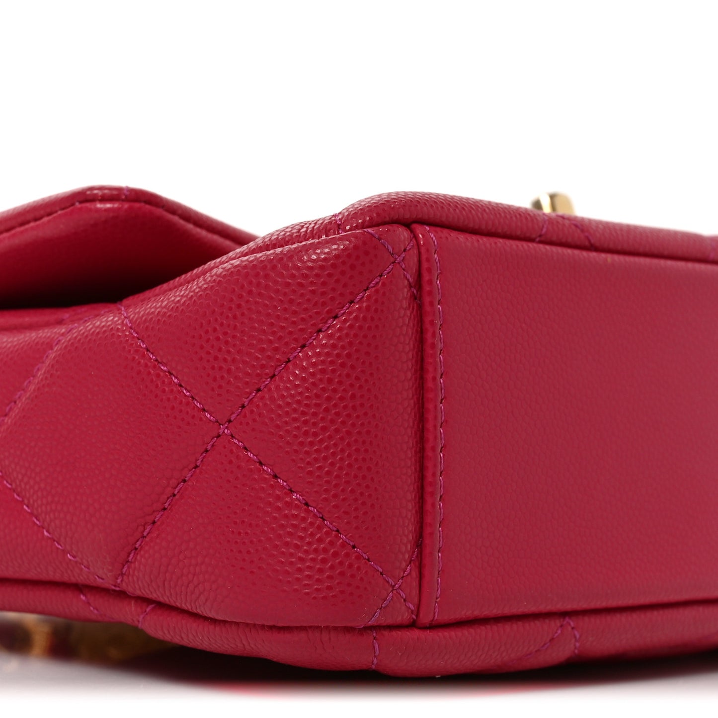 Caviar Quilted Small Twist Your Buttons Flap Fuchsia
