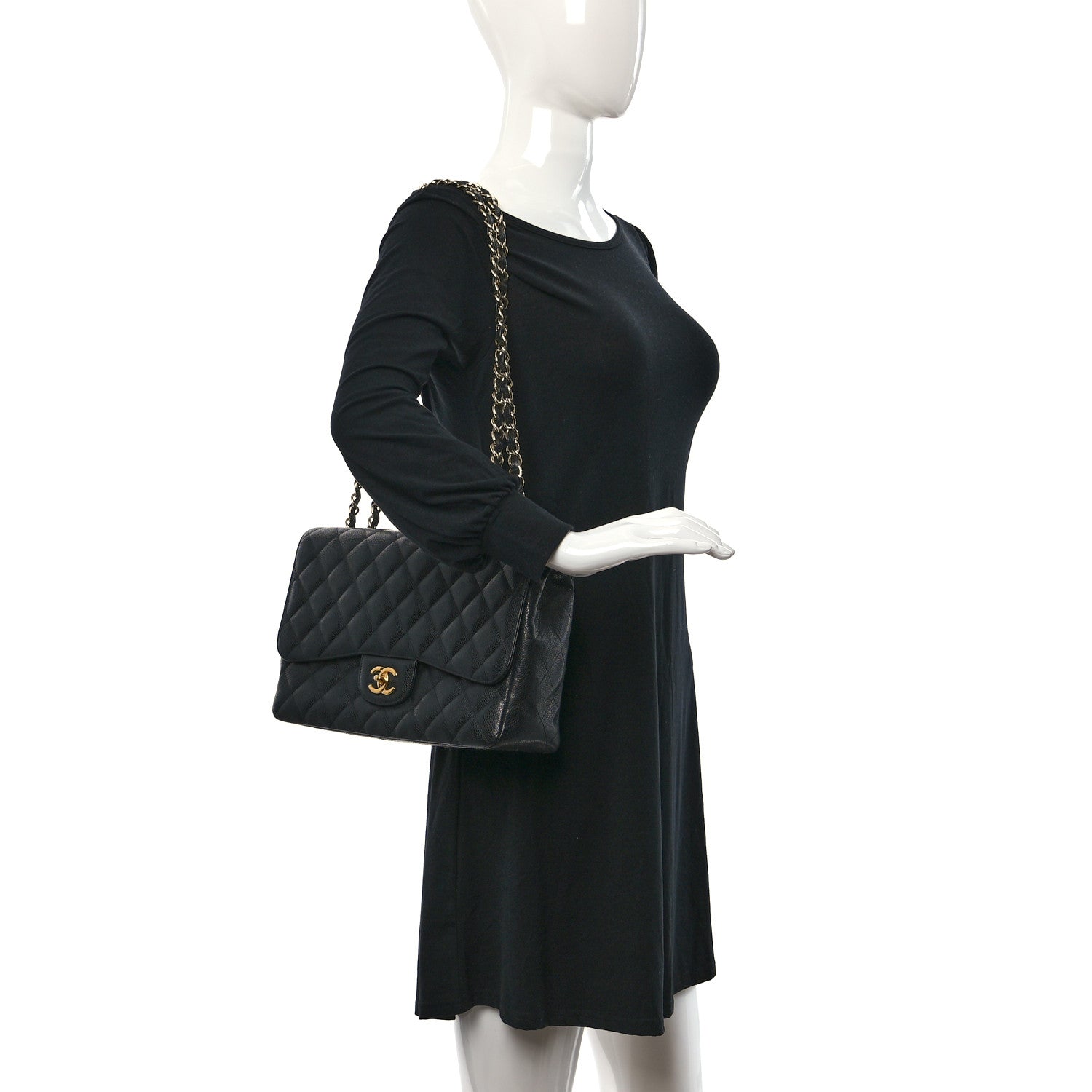 Chanel Caviar Quilted Jumbo Single Flap Black 2 of 12