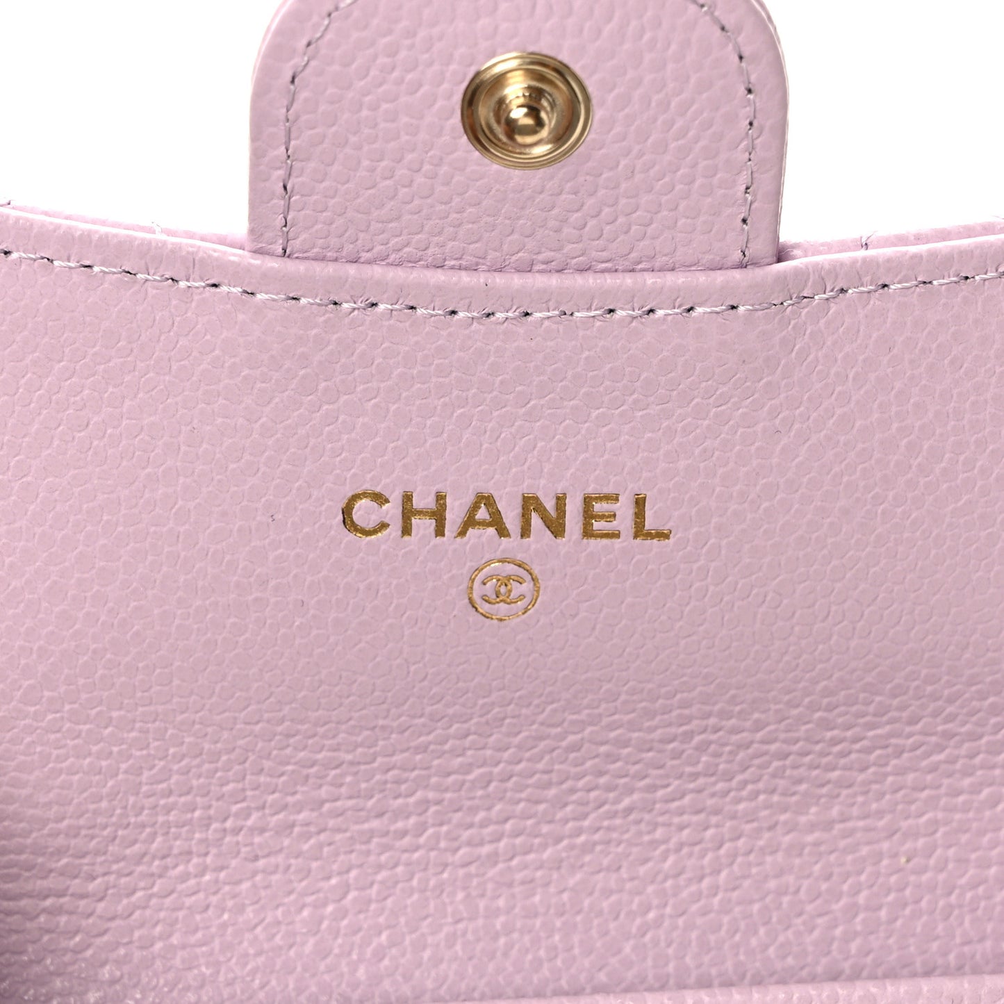 Caviar Quilted Flap Card Holder Wallet Light Purple
