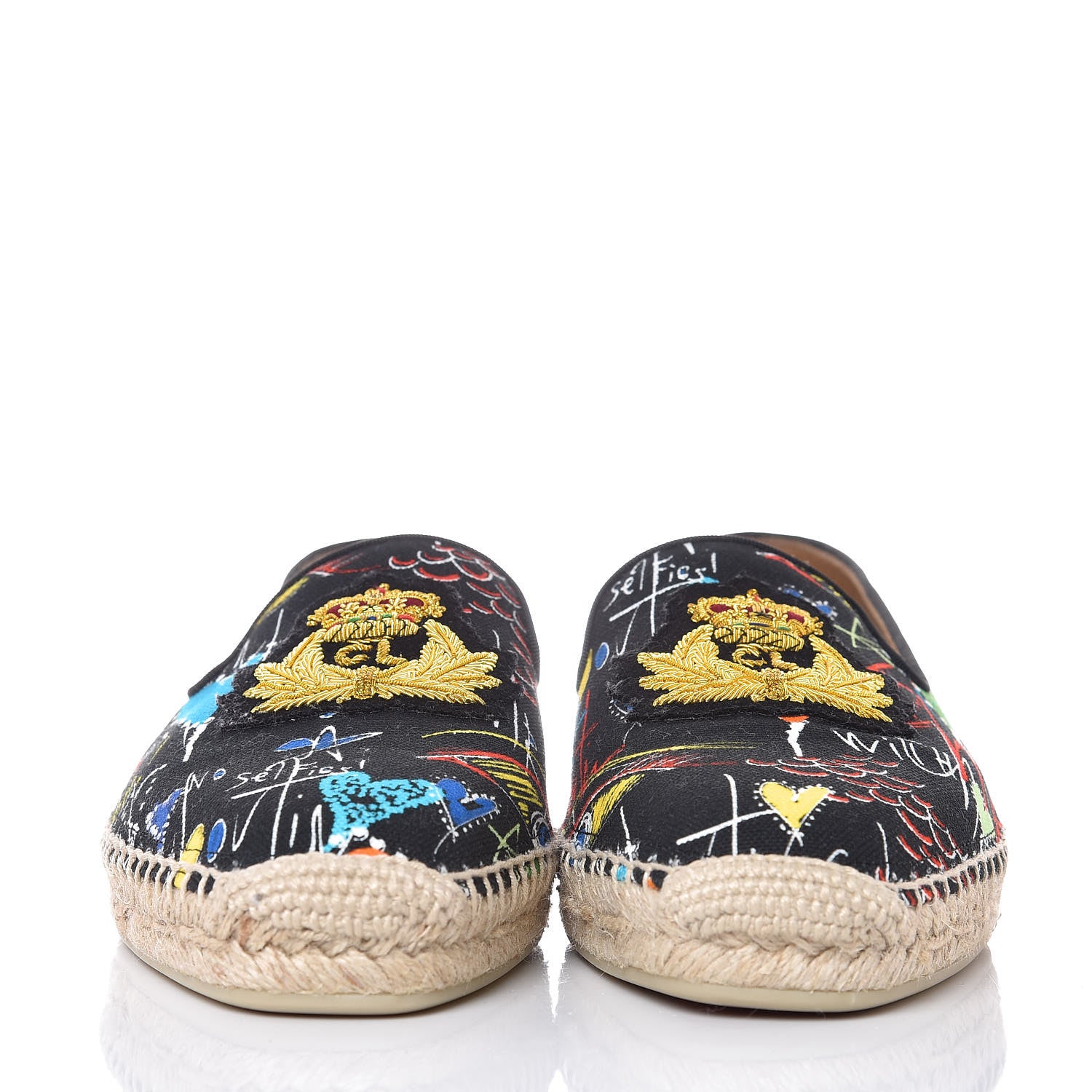 Christian Louboutin Canvas Nanou Orlato Espadrilles 40 Black Gold 2 of 8
