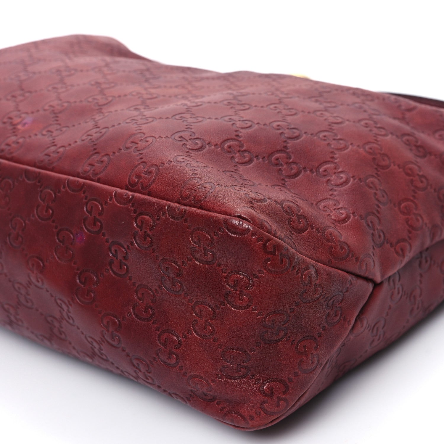 Gucci Guccissima Medium Horsebit Chain Hobo Red 10 of 14
