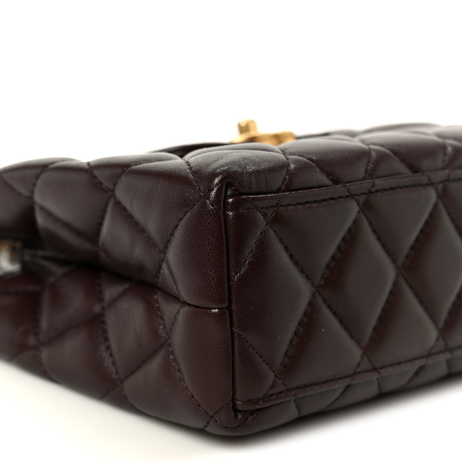 Chanel Shiny Aged Calfskin Quilted Nano Kelly Shopper Dark Brown 9 of 10