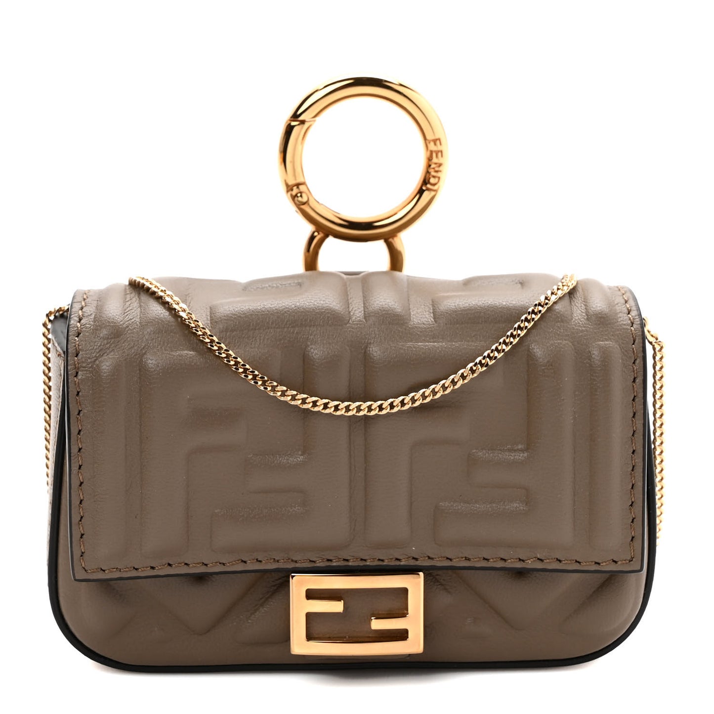 Nappa Matisse FF Embossed Nano Baguette Charm Tartufo