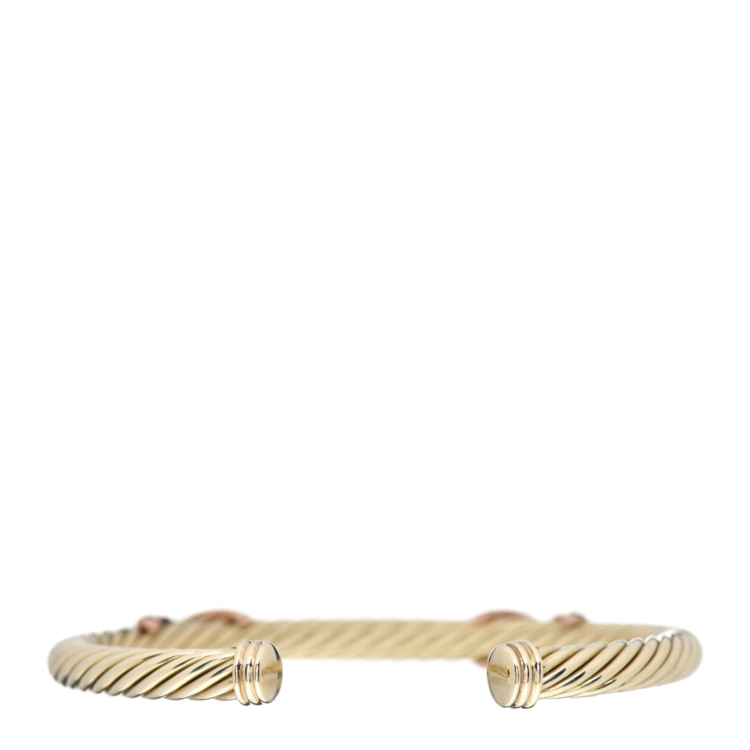 David Yurman 14K Yellow Rose Gold 5mm Double X Cable Cuff Bracelet 3 of 4