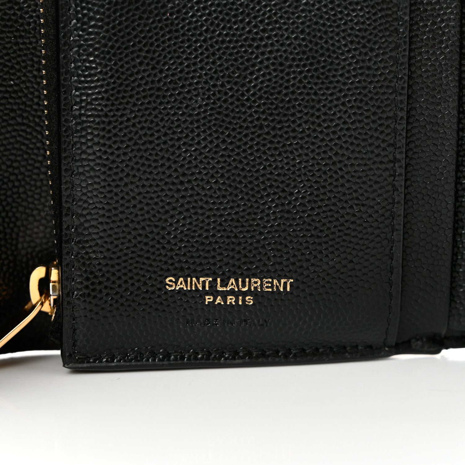 Saint Laurent Grain De Poudre Matelasse Chevron Monogram Compact Tri Fold Wallet Black 6 of 7