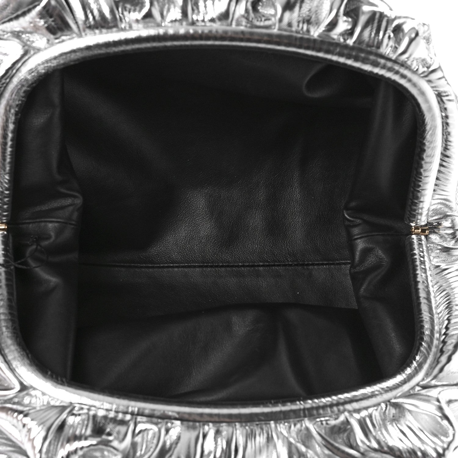Bottega Veneta Metallic Bark Calfskin Embossed The Pouch Oversized Clutch Silver 5 of 10