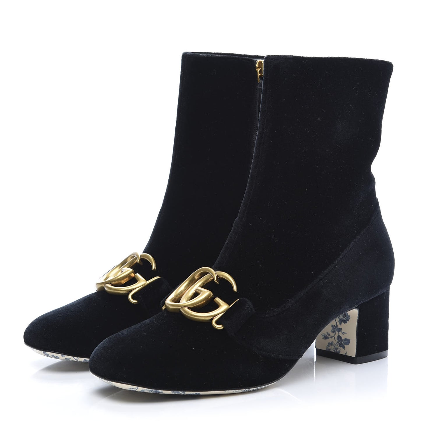 Softy Velvet Malaga Kid GG Victoire 55mm Ankle Boots 38 Black