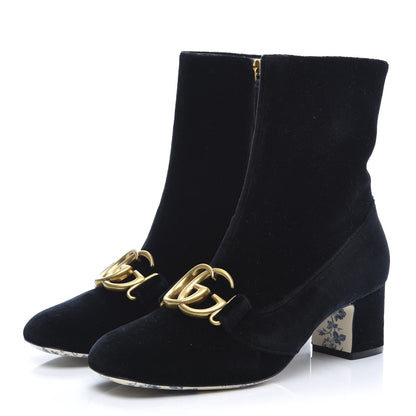Gucci Softy Velvet Malaga Kid GG Victoire 55mm Ankle Boots 38 Black 3 of 10