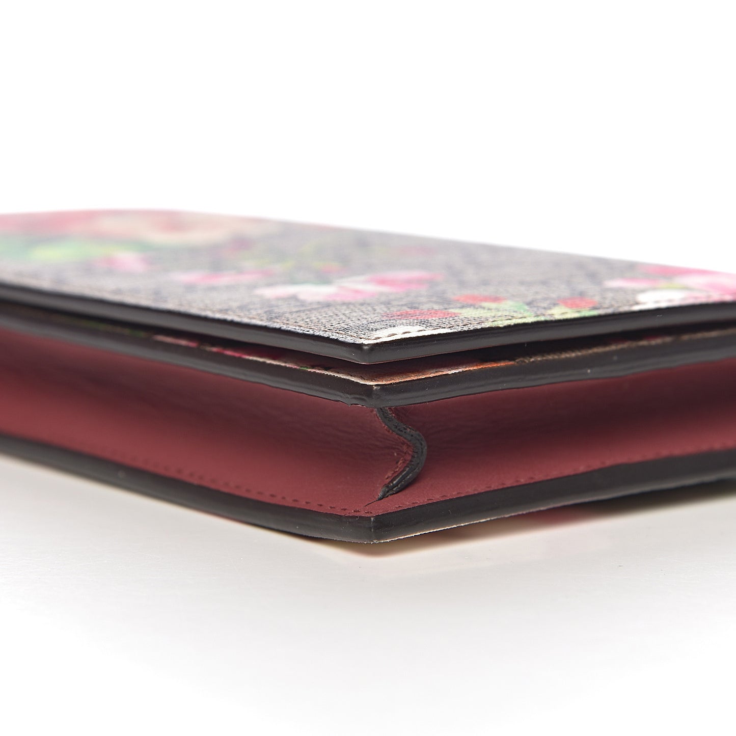 GG Supreme Monogram Blooms Chain Wallet Beige Multicolor Dry Rose