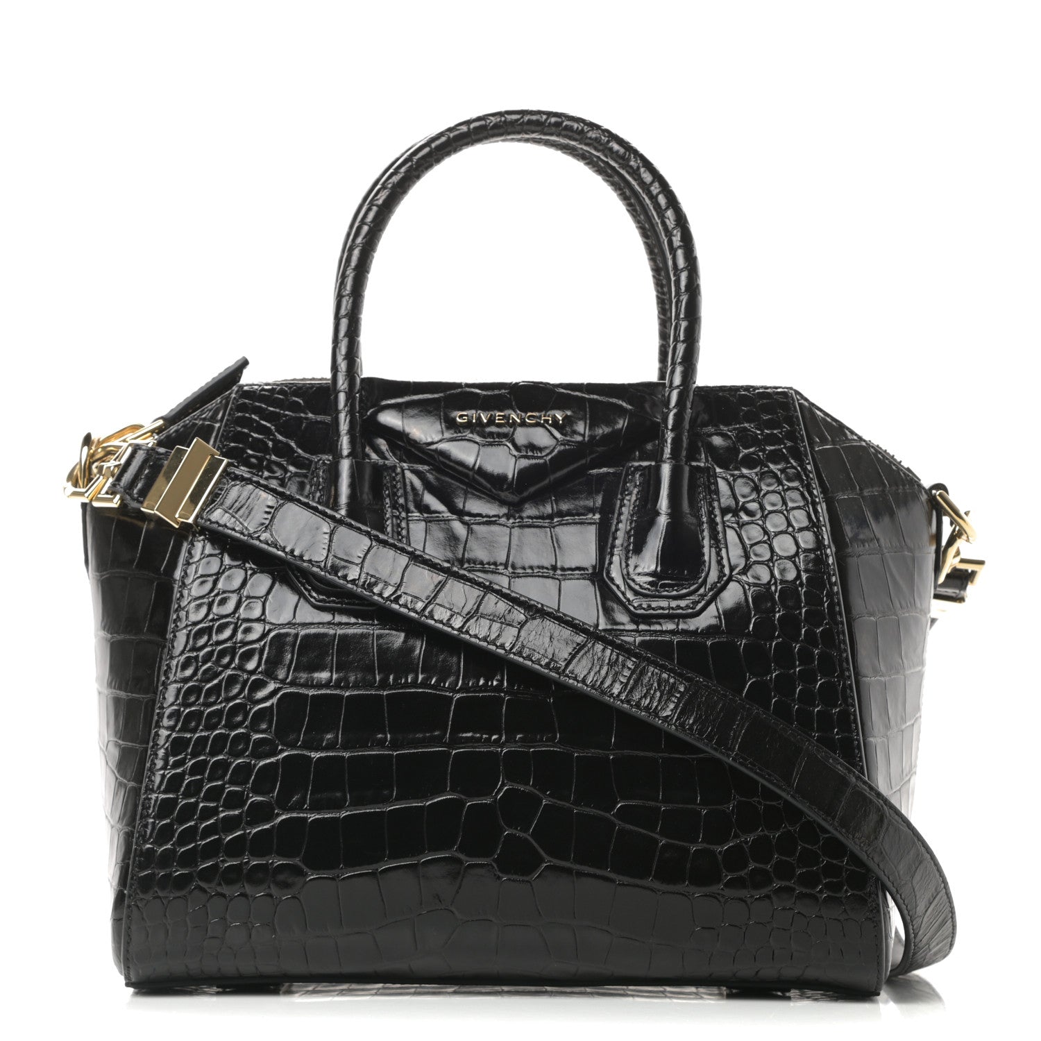 Givenchy Calfskin Crocodile Embossed Small Antigona Black 1 of 10