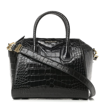 Givenchy Calfskin Crocodile Embossed Small Antigona Black 1 of 10