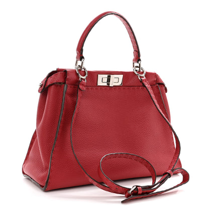 Fendi Cuoio Romano Selleria Bi-Color Medium Peekaboo Iconic Satchel Rosso Latte 3 of 13