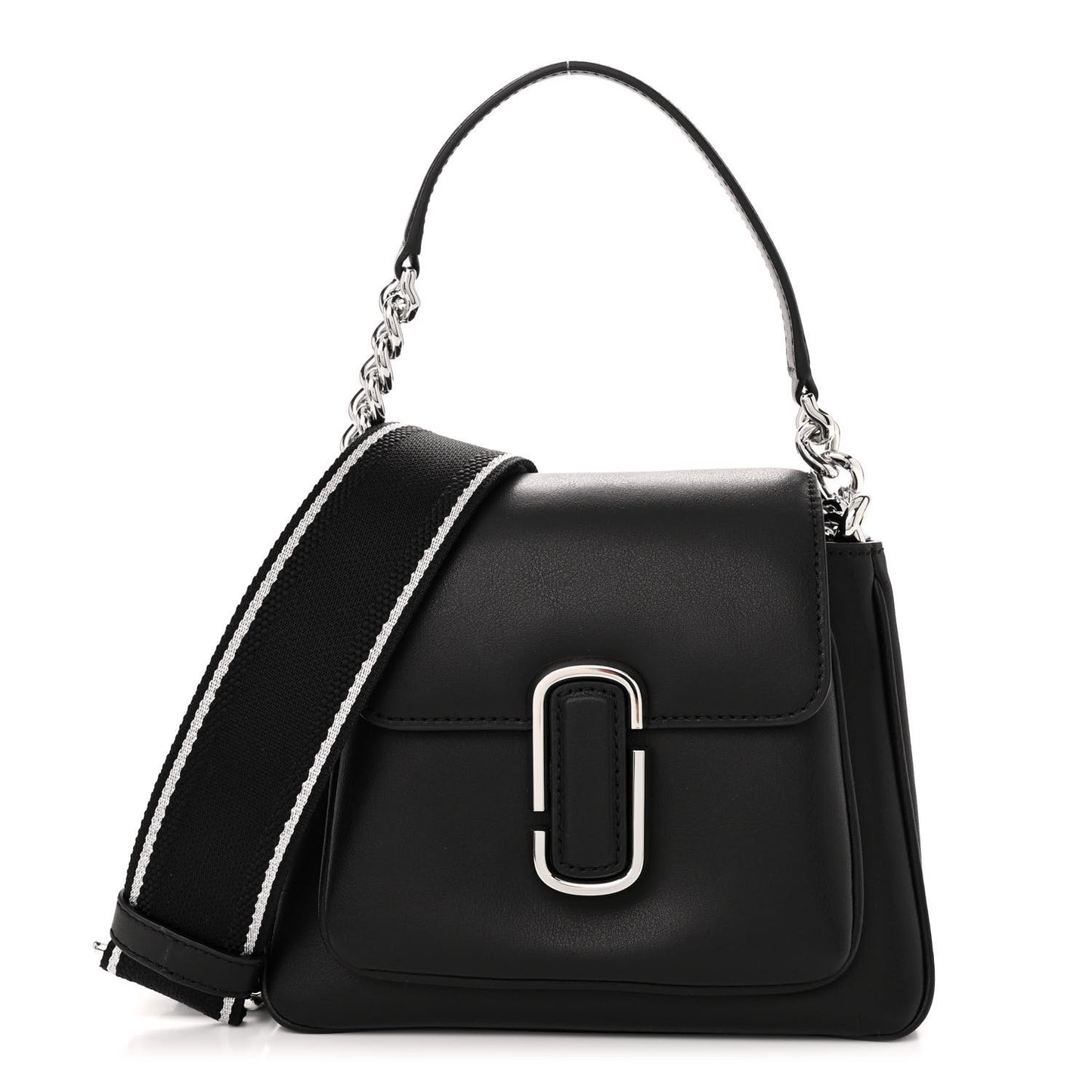 Calfskin J Marc Chain Mini Satchel Black Silver