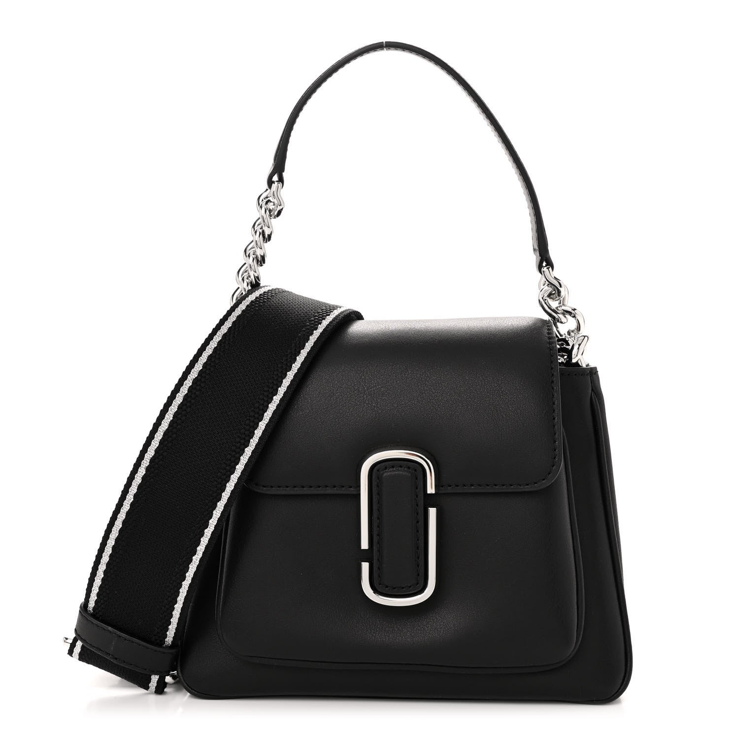 Marc Jacobs Calfskin J Marc Chain Mini Satchel Black Silver 1 of 9