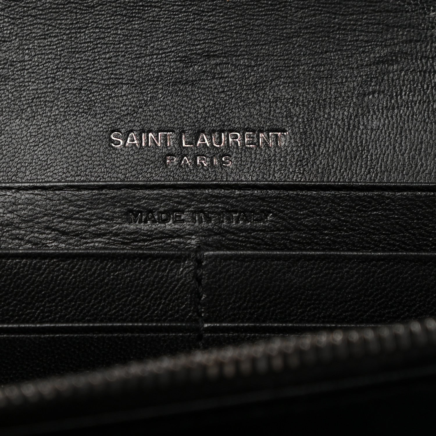 Saint Laurent Patent Glitter Striped Classic Monogram Cassandre Wallet Black Silver 6 of 8