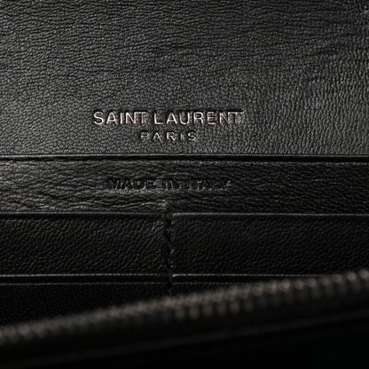 Saint Laurent Patent Glitter Striped Classic Monogram Cassandre Wallet Black Silver 6 of 8