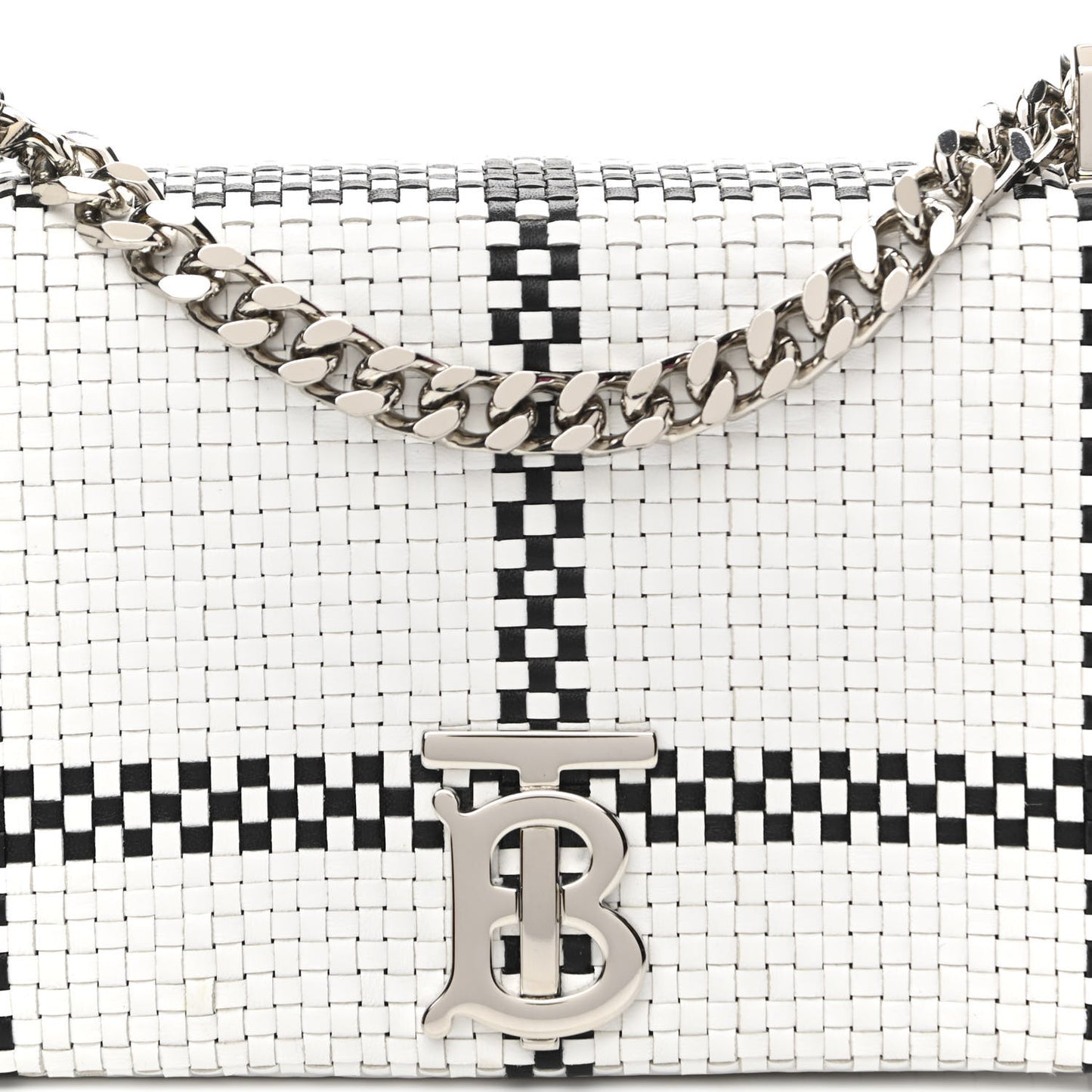 Woven Calfskin Mini Latticed Lola Bag Black White