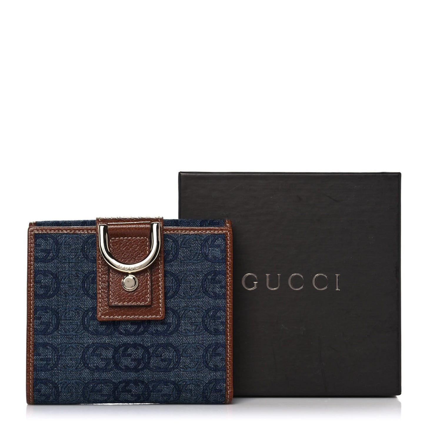 Denim Interlocking G Wallet Blue Tea Cuir