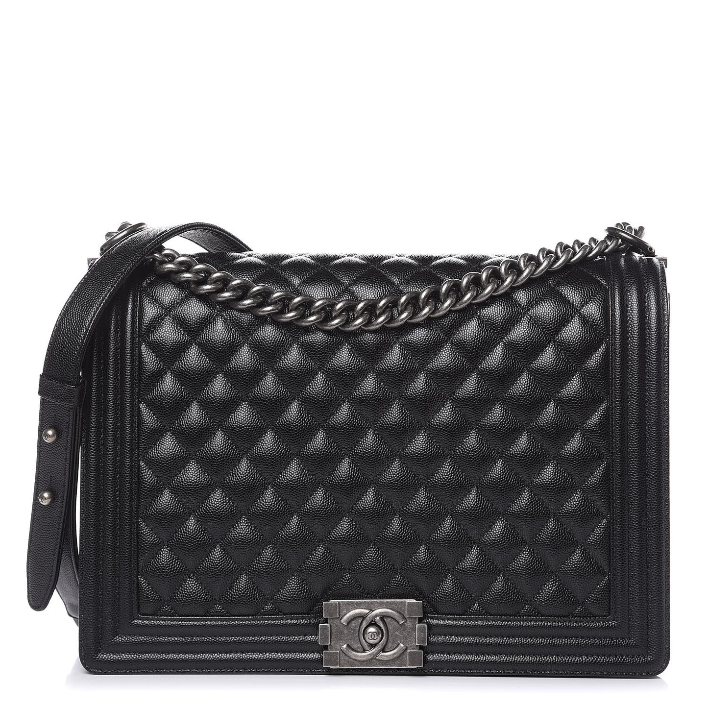 Caviar Quilted Large Boy Flap Black