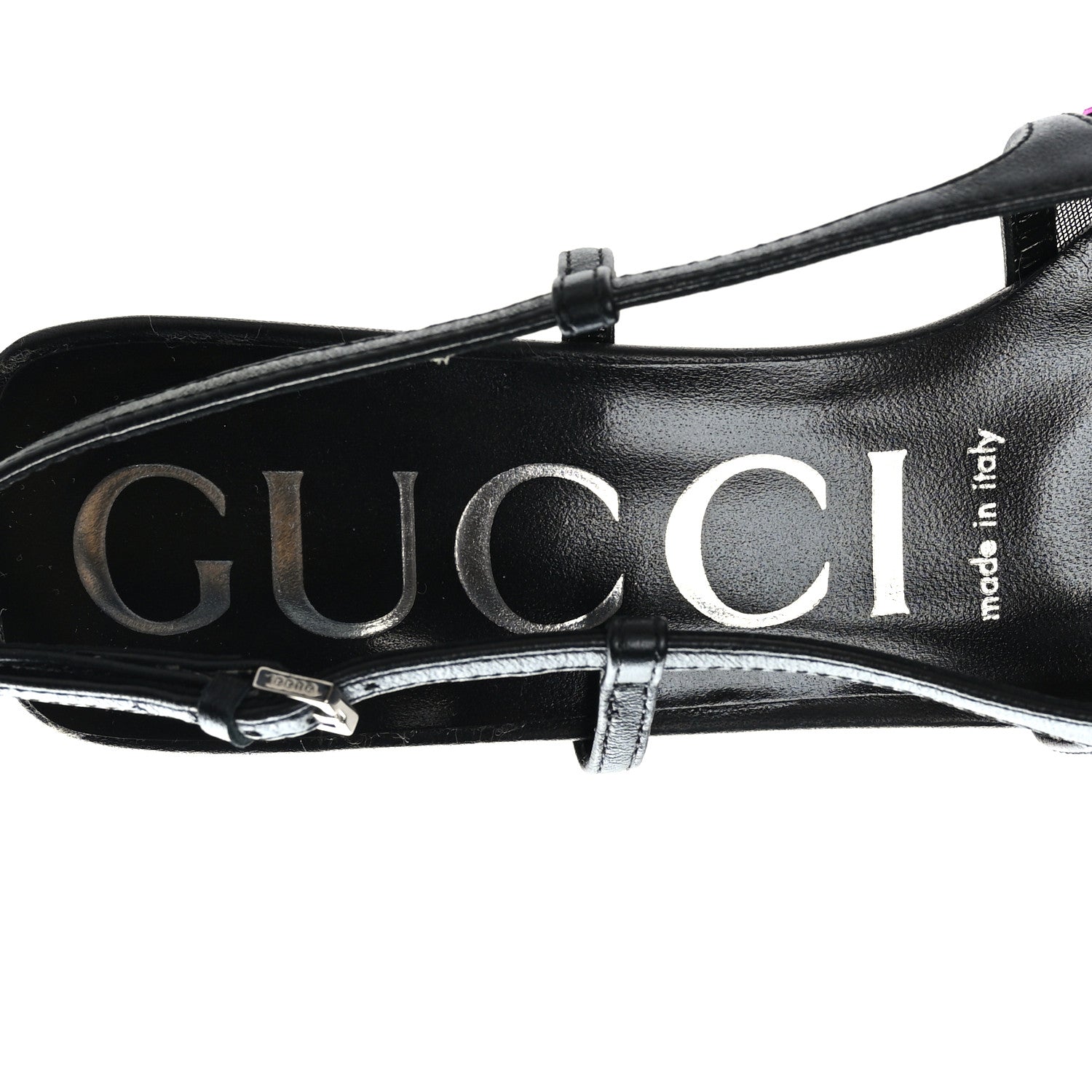 Gucci Tela Retino Nappa Charlotte Crystal GG Monogram Square G 75mm Slingback Pumps 36 Black 7 of 8