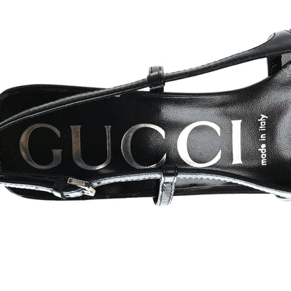Gucci Tela Retino Nappa Charlotte Crystal GG Monogram Square G 75mm Slingback Pumps 36 Black 7 of 8