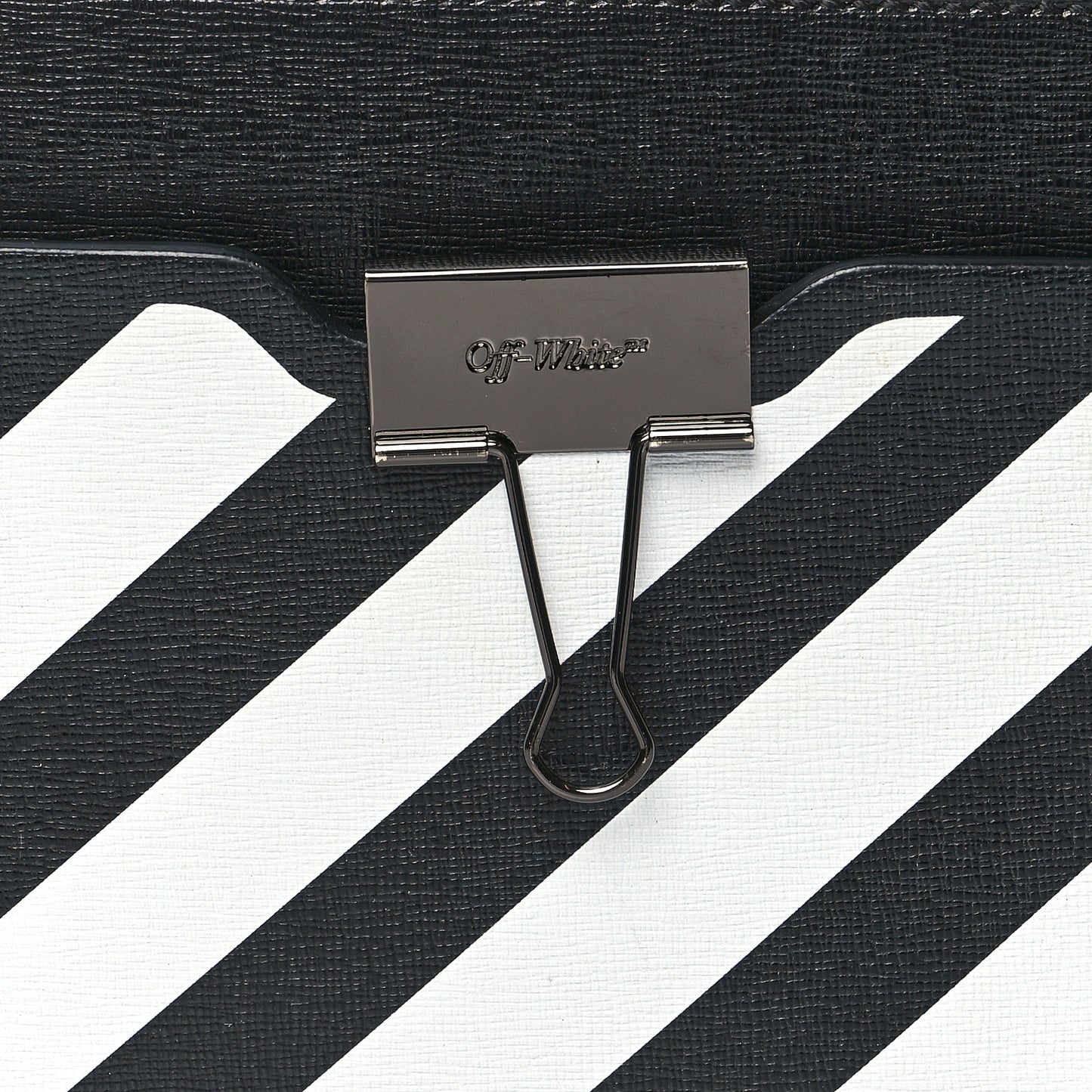 Saffiano Striped Diag Binder Belt Bag Black White