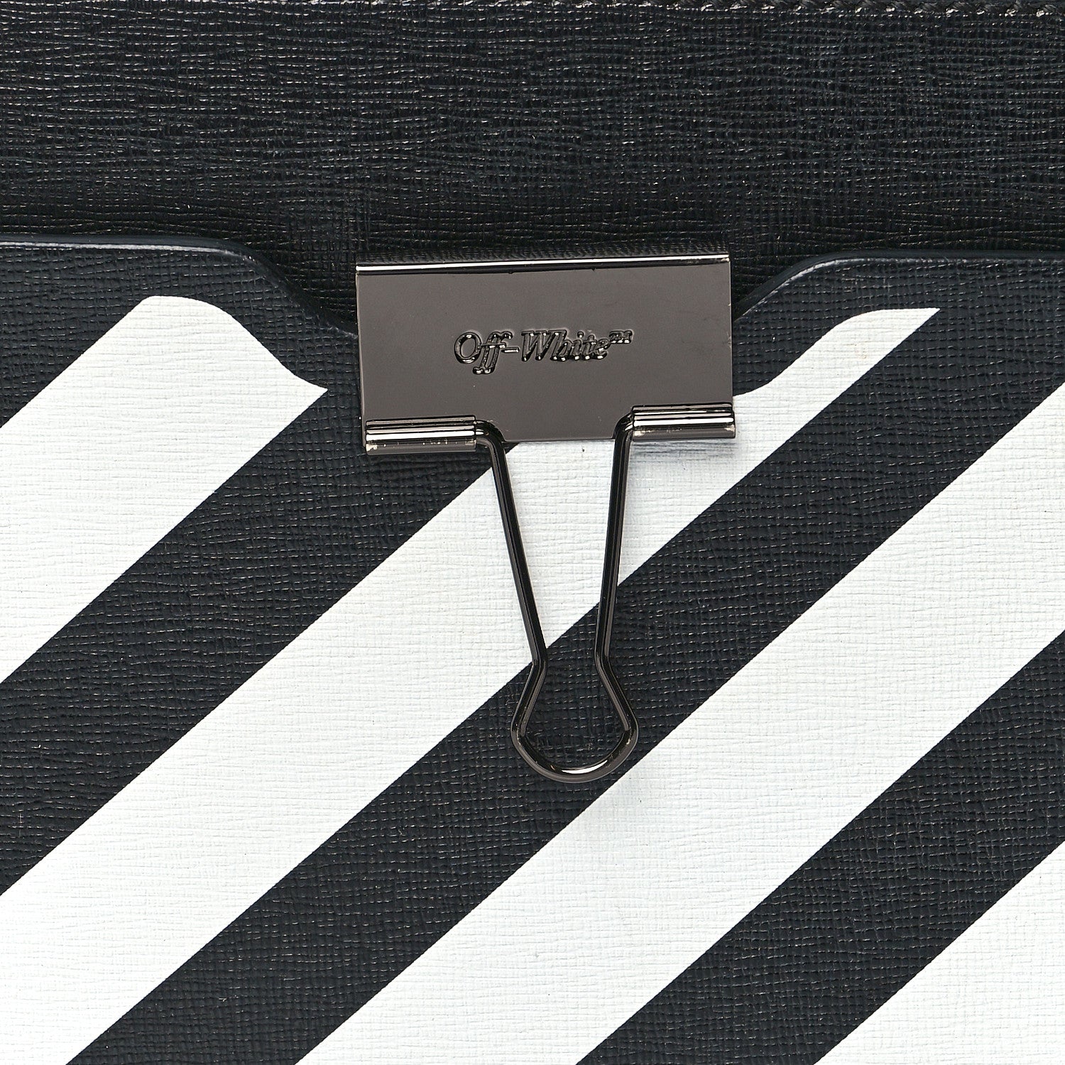 Off-White Saffiano Striped Diag Binder Belt Bag Black White 9 of 9