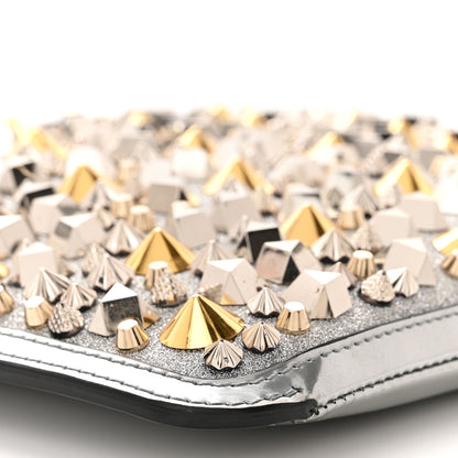 Christian Louboutin Patent Calfskin Glitter Studded Loubiclutch Crossbody Clutch Silver 8 of 11
