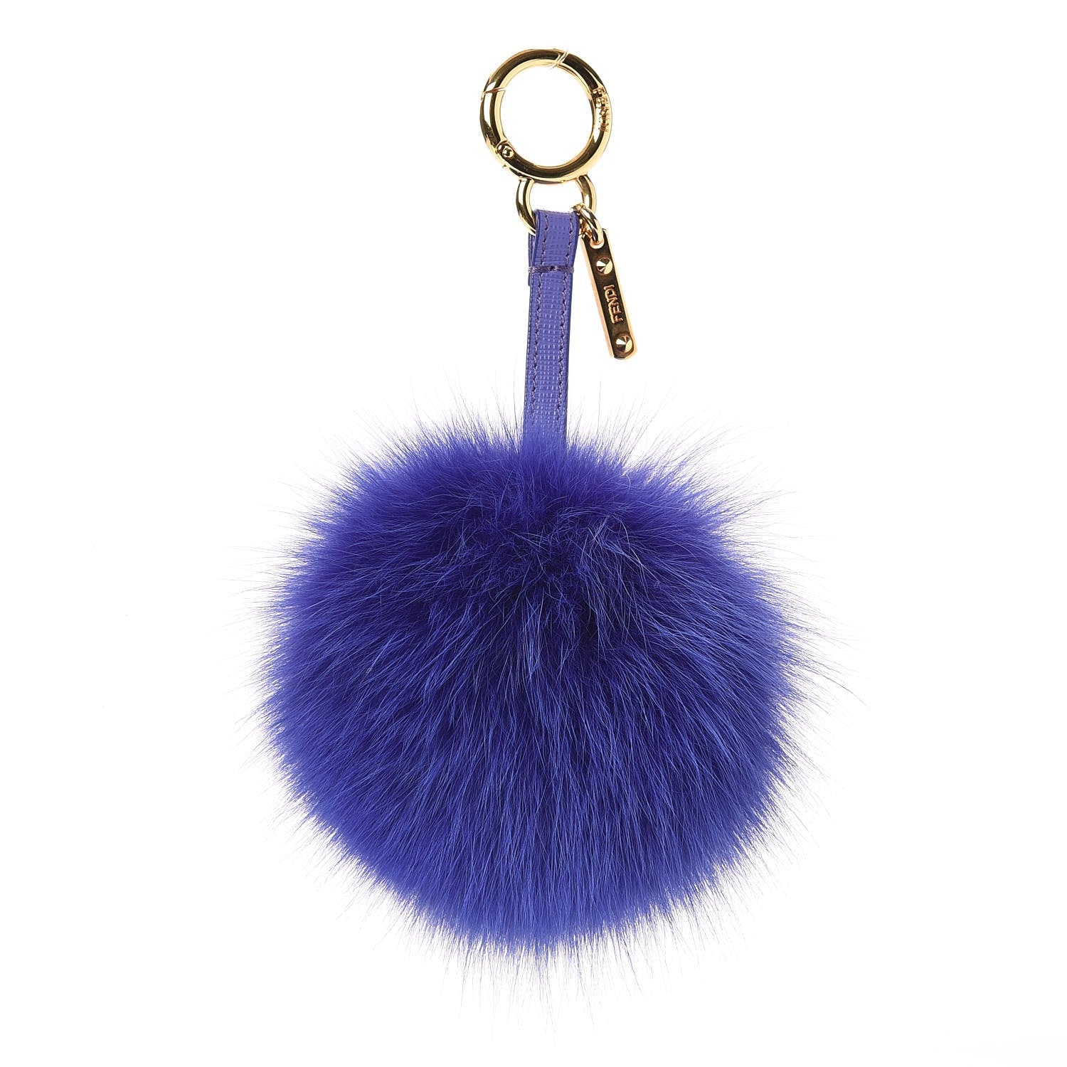 Fendi Fox Fur Vitello Elite Pom Pom Bag Charm Viola Cassis 1 of 4