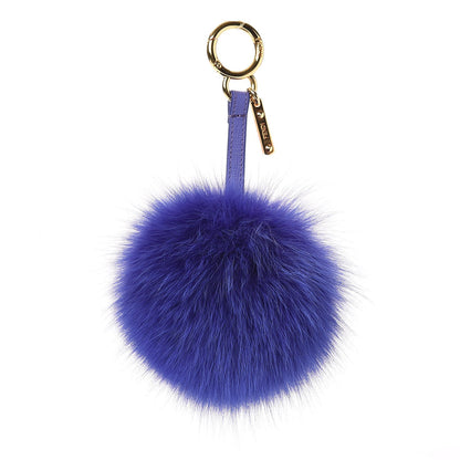 Fendi Fox Fur Vitello Elite Pom Pom Bag Charm Viola Cassis 1 of 4