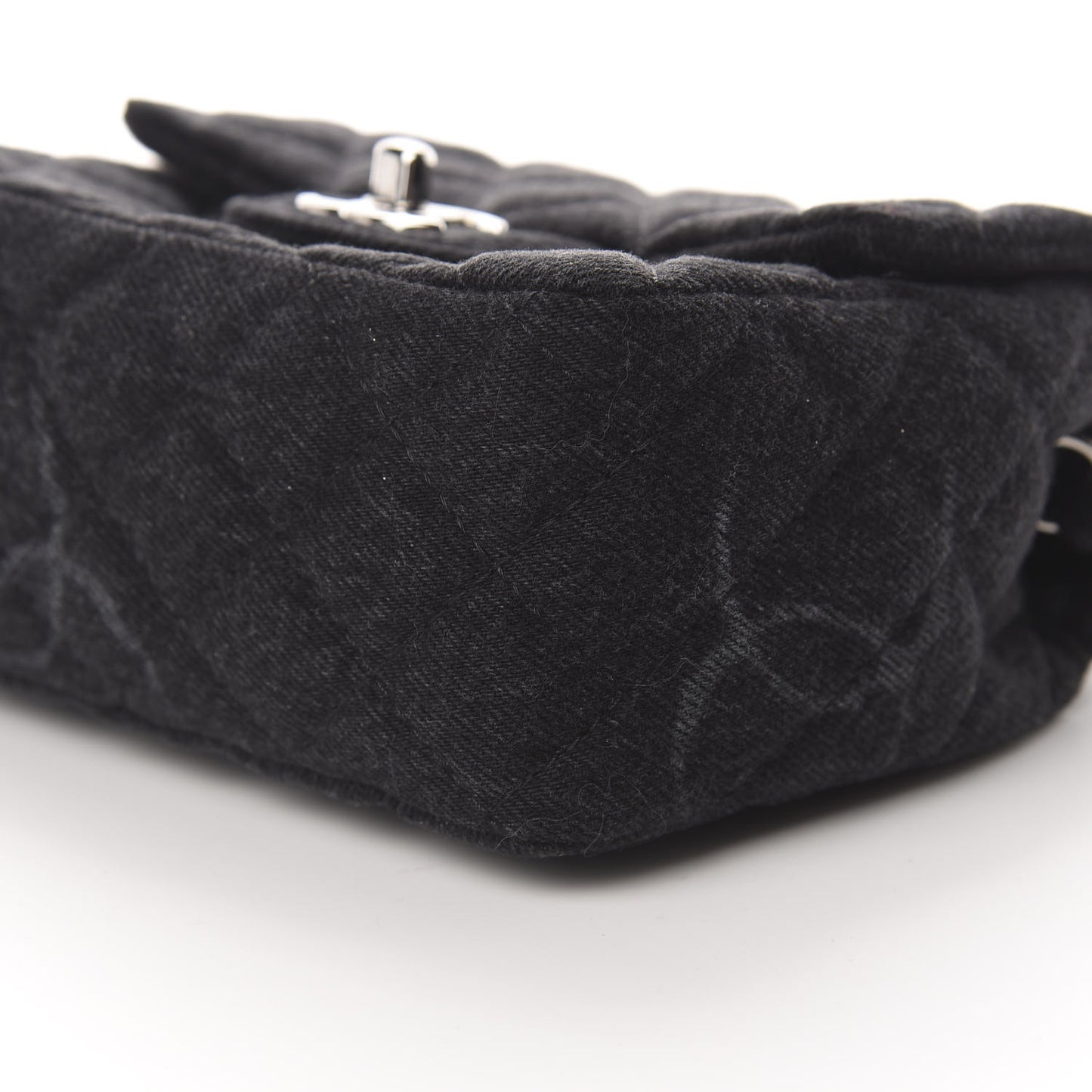 Denim CC Quilted Mini Square Flap Black