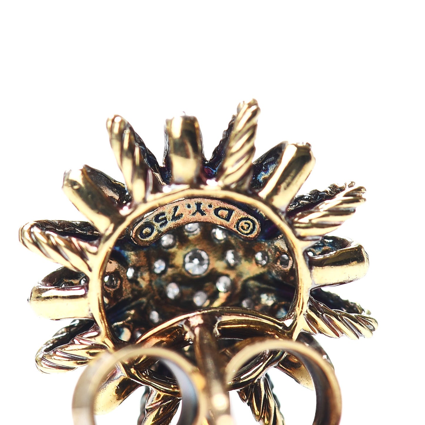 18K Yellow Gold Diamond 14mm Starburst Earrings
